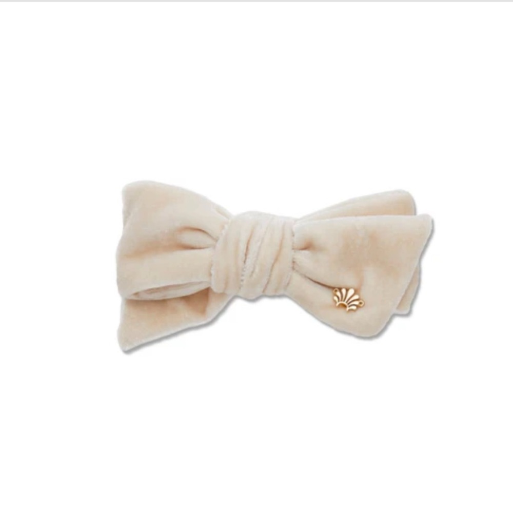Lele Sadoughi - IVORY VELVET RIBBON BOW-TIE BARRETTE